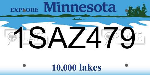 1SAZ479 Minnesota License Plate