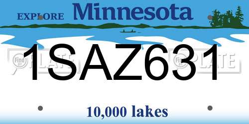 1SAZ631 Minnesota License Plate