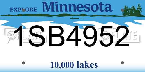 1SB4952 Minnesota License Plate
