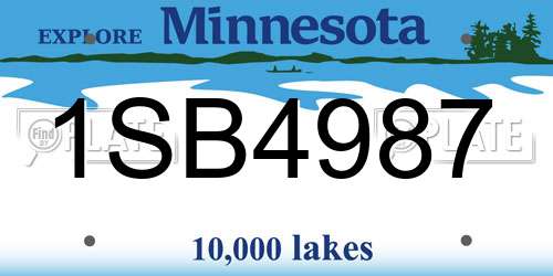 1SB4987 Minnesota License Plate