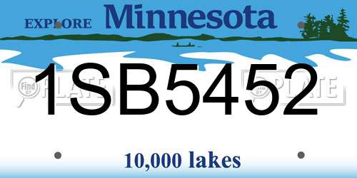 1SB5452 Minnesota License Plate
