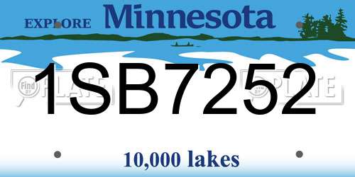 1SB7252 Minnesota License Plate