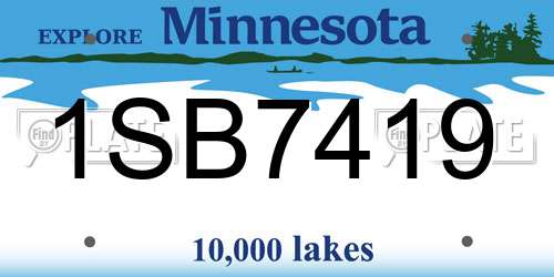 1SB7419 Minnesota License Plate