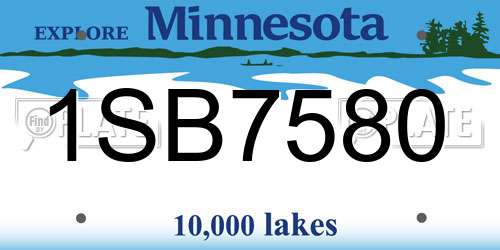 1SB7580 Minnesota License Plate