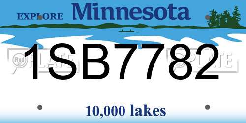 1SB7782 Minnesota License Plate