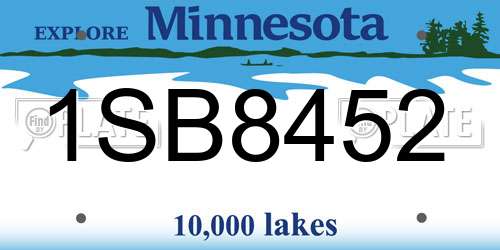 1SB8452 Minnesota License Plate