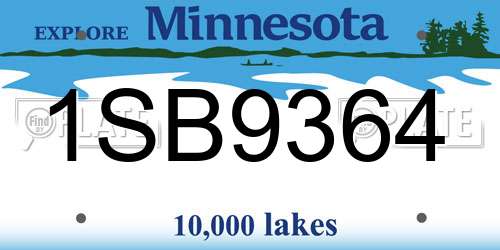 1SB9364 Minnesota License Plate
