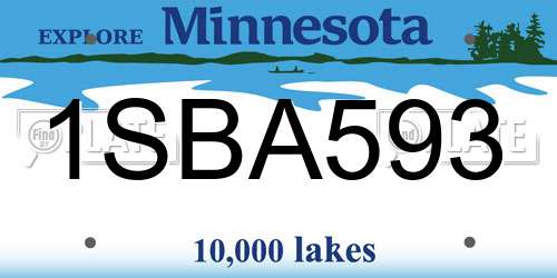 1SBA593 Minnesota License Plate