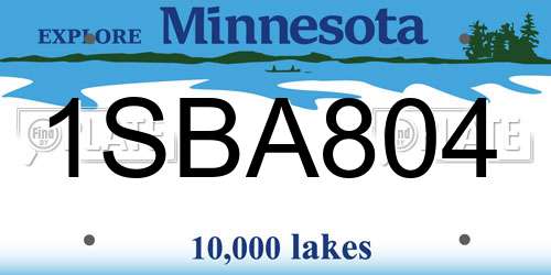 1SBA804 Minnesota License Plate