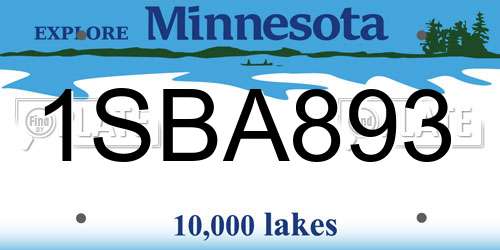 1SBA893 Minnesota License Plate