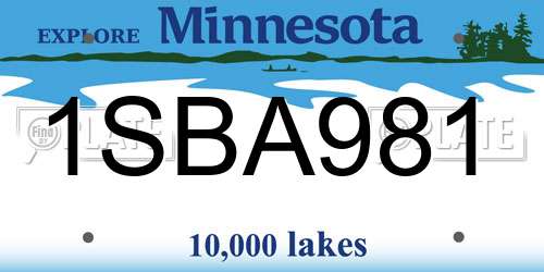 1SBA981 Minnesota License Plate