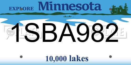 1SBA982 Minnesota License Plate