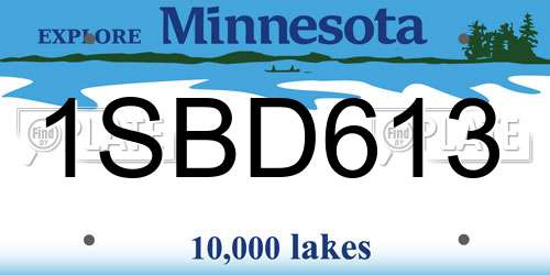 1SBD613 Minnesota License Plate