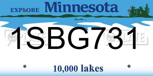 1SBG731 Minnesota License Plate