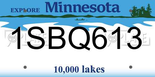 1SBQ613 Minnesota License Plate