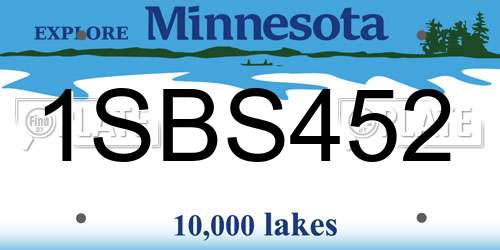 1SBS452 Minnesota License Plate