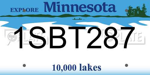 1SBT287 Minnesota License Plate