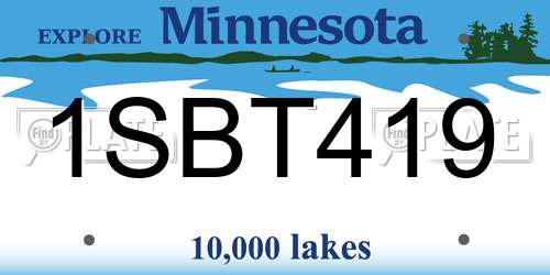 1SBT419 Minnesota License Plate