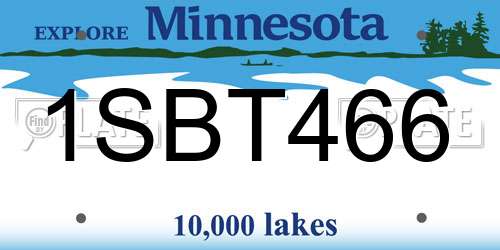 1SBT466 Minnesota License Plate