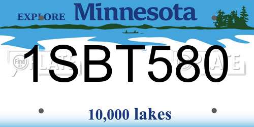 1SBT580 Minnesota License Plate