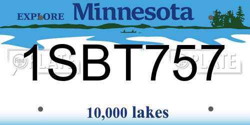 1SBT757 Minnesota License Plate