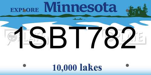 1SBT782 Minnesota License Plate