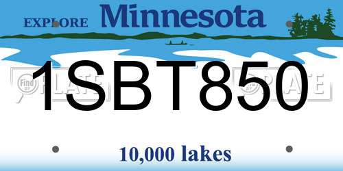 1SBT850 Minnesota License Plate