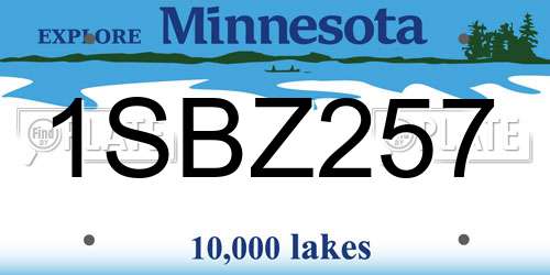 1SBZ257 Minnesota License Plate
