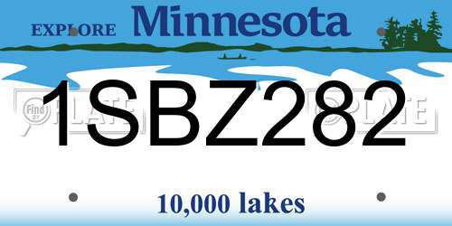 1SBZ282 Minnesota License Plate