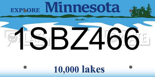 1SBZ466 Minnesota License Plate