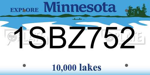 1SBZ752 Minnesota License Plate