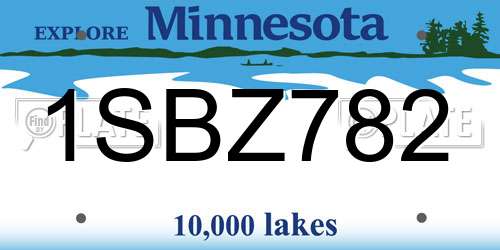 1SBZ782 Minnesota License Plate