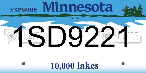 1SD9221 Minnesota License Plate