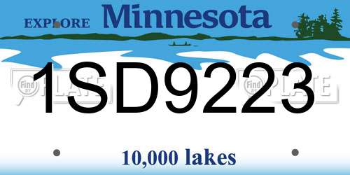 1SD9223 Minnesota License Plate