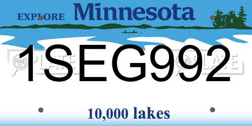 1SEG992 Minnesota License Plate