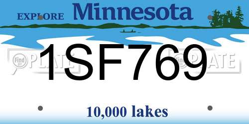 1SF769 Minnesota License Plate