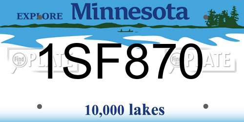 1SF870 Minnesota License Plate