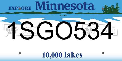 1SGO534 Minnesota License Plate