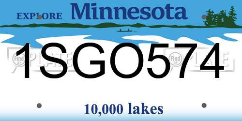 1SGO574 Minnesota License Plate