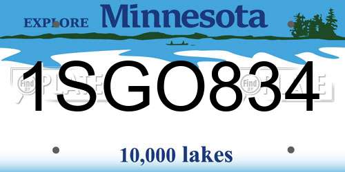 1SGO834 Minnesota License Plate
