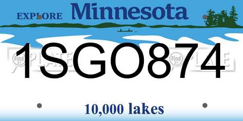 1SGO874 Minnesota License Plate