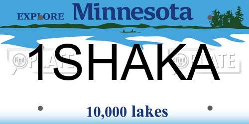 1SHAKA Minnesota License Plate