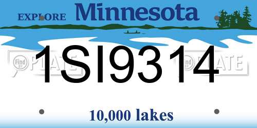 1SI9314 Minnesota License Plate
