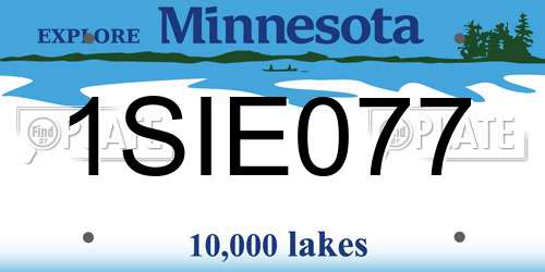 1SIE077 Minnesota License Plate