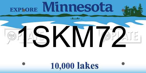 1SKM72 Minnesota License Plate