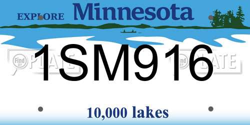 1SM916 Minnesota License Plate