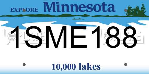1SME188 Minnesota License Plate