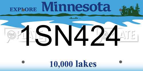 1SN424 Minnesota License Plate