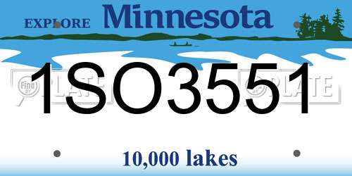1SO3551 Minnesota License Plate