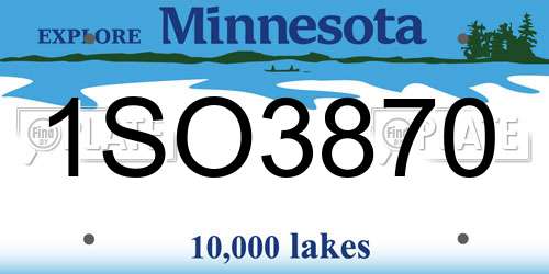 1SO3870 Minnesota License Plate